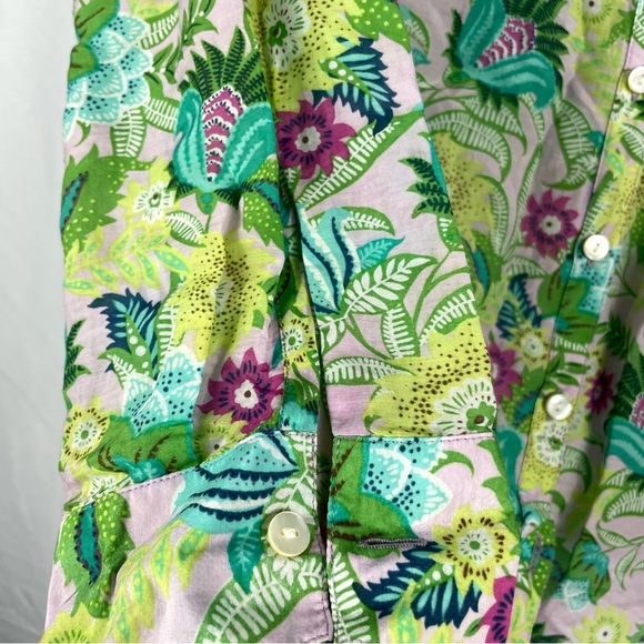 J.Jill Jasmine Whimsical Blooms Floral Cotton Silk Button Down Blouse - Picture 5 of 9